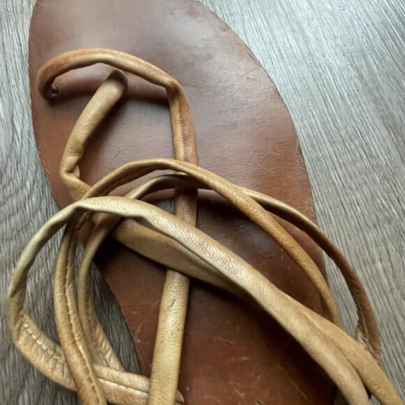 Free People Kayla Leather Strappy Sandals US 8 Flats Boho Indie Made In India - Picture 5 of 13